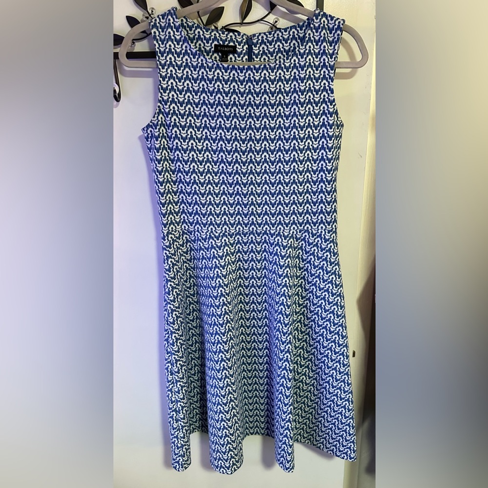 Talbots Sz S blue & white dress EUC